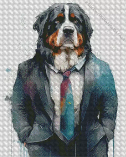 Bernese Mountain Dog In A Suit Diamond Painting