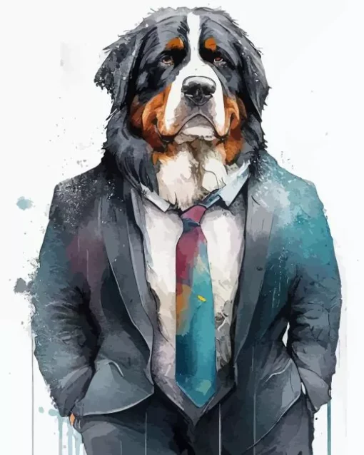 Bernese Mountain Dog In A Suit Diamond Painting