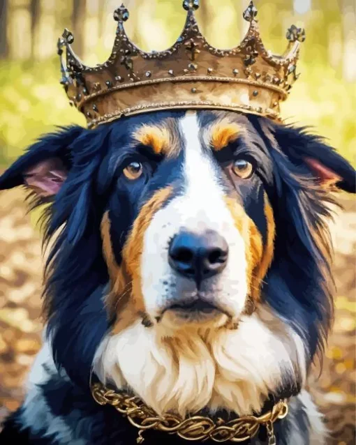 Bernese Mountain Dog With A Crown Diamond Painting