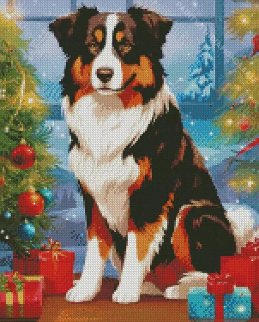 Bernese Mountain Dog With Christmas Gifts Diamond Painting