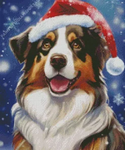 Bernese Mountain Dog With Santa Hat Diamond Painting