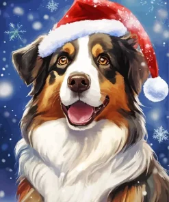 Bernese Mountain Dog With Santa Hat Diamond Painting