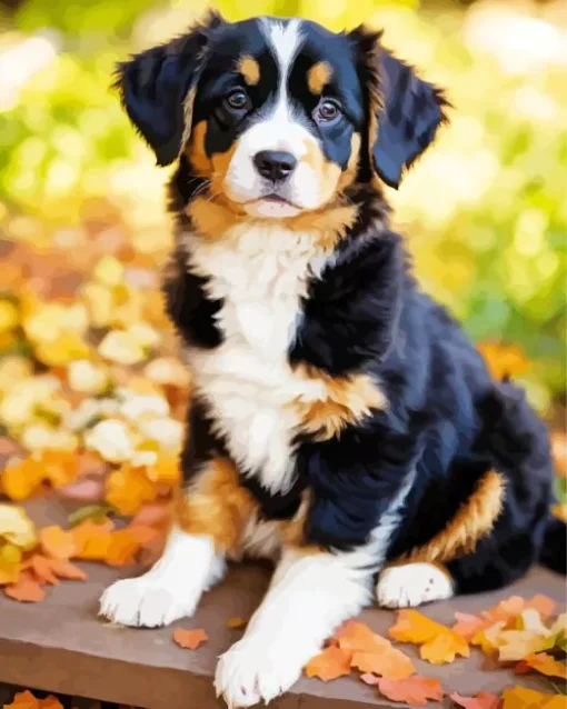 Bernese Mountain Puppy Diamond Painting