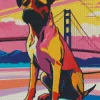 Boxer Dog In Front Of The Glden Gate Bridge Diamond Painting