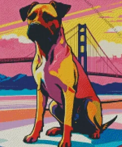 Boxer Dog In Front Of The Glden Gate Bridge Diamond Painting