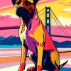 Boxer Dog In Front Of The Glden Gate Bridge Diamond Painting