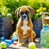 Boxer Dog With Tennis Balls Diamond Painting