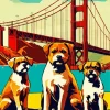 Boxer Dogs In Golden Gate Bridge Diamond Painting