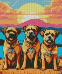 Boxer Dogs With Sunset Diamond Painting