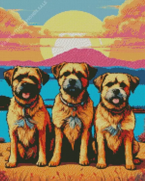 Boxer Dogs With Sunset Diamond Painting