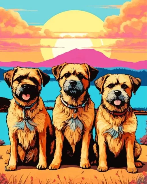 Boxer Dogs With Sunset Diamond Painting