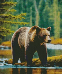 Brown Bear Among The Trees Diamond Painting