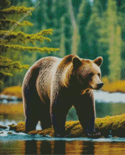 Brown Bear Among The Trees Diamond Painting