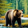 Brown Bear Among The Trees Diamond Painting