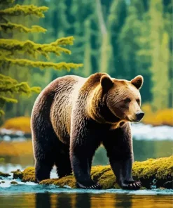 Brown Bear Among The Trees Diamond Painting