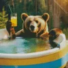 Brown Bear Enjoying A Drink Diamond Painting