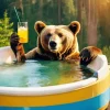 Brown Bear Enjoying A Drink Diamond Painting