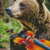 Brown Bear Holding A Violin Diamond Painting