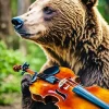 Brown Bear Holding A Violin Diamond Painting