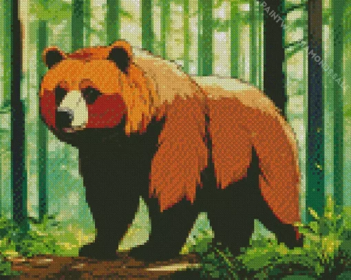 Brown Bear In Forest Diamond Painting