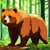 Brown Bear In Forest Diamond Painting