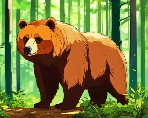 Brown Bear In Forest Diamond Painting