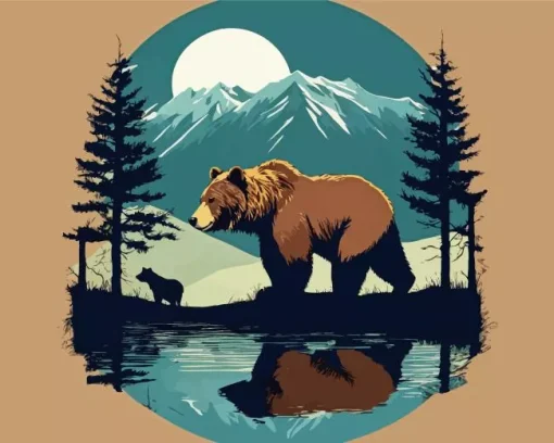 Brown Bear In Nature Diamond Painting