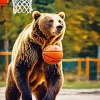 Brown Bear Playing Basketball Diamond Painting