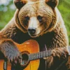 Brown Bear Playing Guitar Diamond Painting