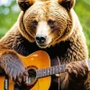 Brown Bear Playing Guitar Diamond Painting