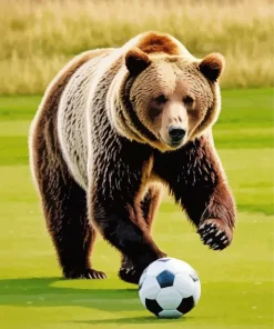 Brown Bear Playing Soccer Diamond Painting