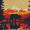 Brown Bear Silhouette Diamond Painting