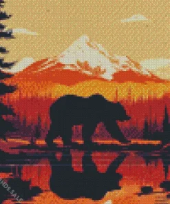 Brown Bear Silhouette Diamond Painting