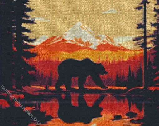 Brown Bear Silhouette Diamond Painting