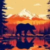 Brown Bear Silhouette Diamond Painting