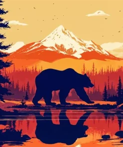 Brown Bear Silhouette Diamond Painting