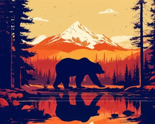 Brown Bear Silhouette Diamond Painting