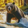 Brown Bear Swimming Diamond Painting