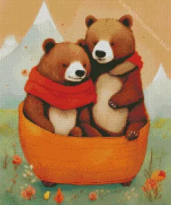 Brown Bears Cuddling Diamond Painting