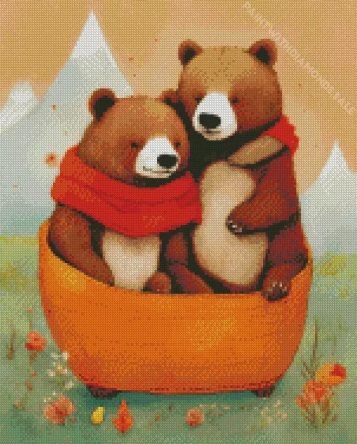 Brown Bears Cuddling Diamond Painting