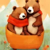 Brown Bears Cuddling Diamond Painting