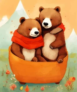 Brown Bears Cuddling Diamond Painting