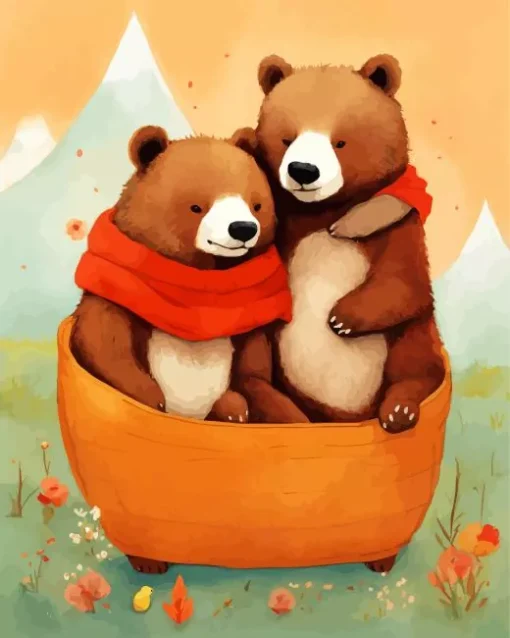 Brown Bears Cuddling Diamond Painting