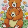 Brown Bears With Flowers Diamond Painting