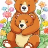 Brown Bears With Flowers Diamond Painting