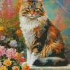 Calico Cat With Flowers Diamond Painting