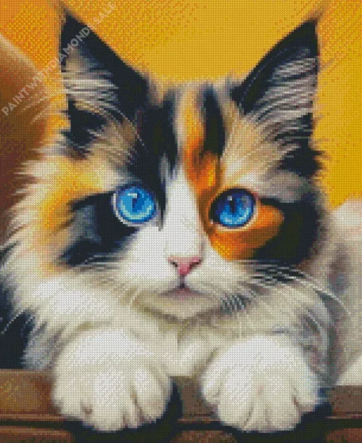 Calico Cat With Blue Eyes Diamond Painting