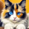 Calico Cat With Blue Eyes Diamond Painting