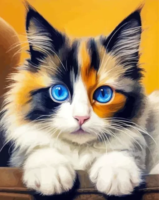 Calico Cat With Blue Eyes Diamond Painting