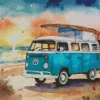 Camper Van By The Beach Diamond Painting